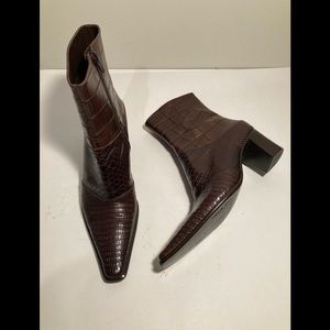 Via Spiga Western Square Toe leather 2.5” boots